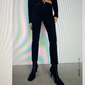 Zara high rise ankle length slim jeans in black